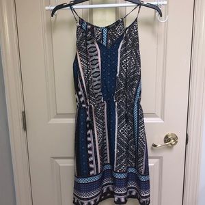 Patterned dress with tassels